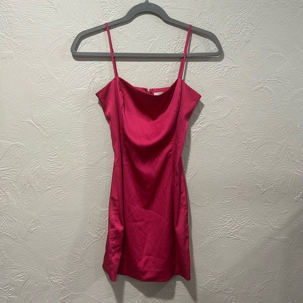 Sunday Best Vibrant Fitted Satin Pink Mini Dress Size 0